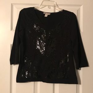 Laura Ashley Sequins Black Top